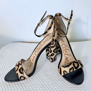 Sam Edelman Black and Leopard Print Heels